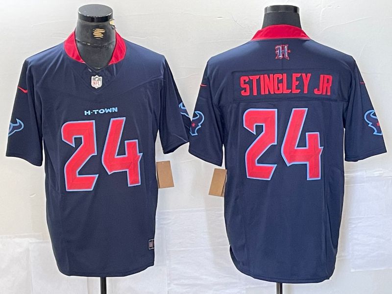 Men Houston Texans #24 Stingley jr Blue Three generations 2025 Nike Limited NFL Jersey style 1->houston texans->NFL Jersey